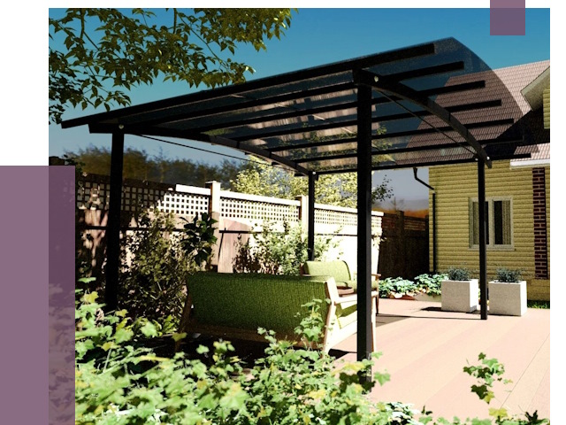 Навесы для террасы в Сасове от 12884 руб. под ключ | ПРОЛЁТ-Ссв