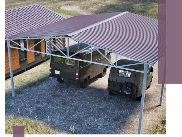 Двускатные навесы под ключ в Сасове — изготовление и монтаж